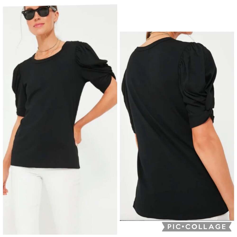 Pomander Place Black Vesty Puff Short Sleeve Tee Top Small 100% Cotton Neutral